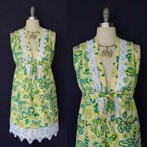 Vintage The Lilly Pulitzer tunic caftan dress Crochet Lace Jackie O Mod scooter